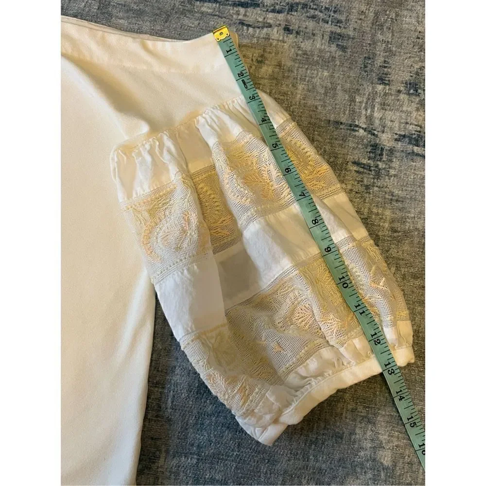 Free People Ivory Rock With It Embroidered Knit Blouse Medium